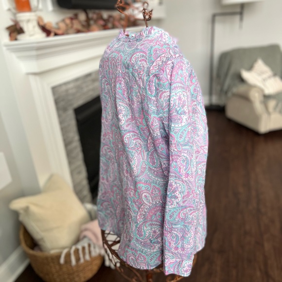 NWT Talbots Pastel Paisley Long Sleeve Blouse Plus Petite Size XP - Picture 7 of 14